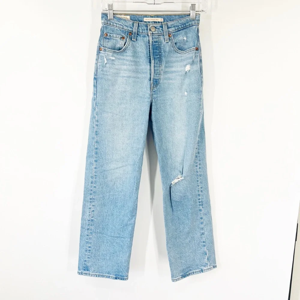 Levi’s Ribcage Straight Ankle Jeans Button Fly High Rise